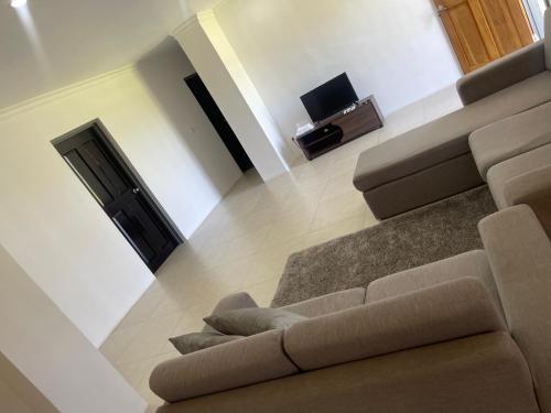 蘇瓦的住宿－Oxford Apartments Suva (2Bedrooms)，带沙发和电视的客厅