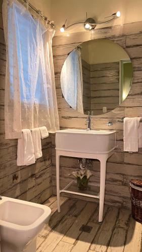 a bathroom with a white sink and a mirror at Hotel San Marco  in Santo Domingo