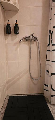 La salle de bains est pourvue d'une douche avec rideau de douche. dans l'établissement Casa d´Avó, 