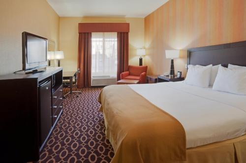 Habitación de hotel con cama y TV en Holiday Inn Express & Suites Sacramento NE Cal Expo, an IHG Hotel, en Sacramento