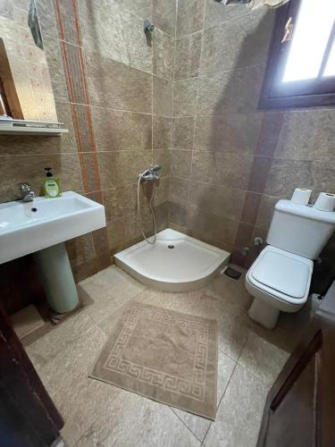 a bathroom with a toilet and a sink at Lovely Chalet in Dahab in Dahab