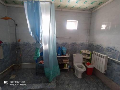 bagno con doccia e servizi igienici di Dastan Guest House a Naryn