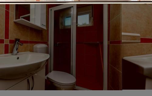 een badkamer met een toilet en een wastafel bij Nice Apartment In Utjeha With Kitchen in Utjeha