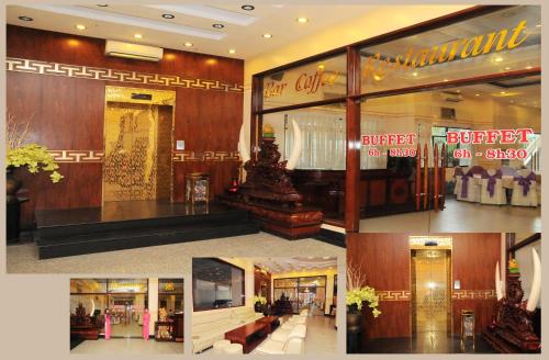 a collage of photos of a shopping center with a store at khách sạn Quốc Tế in Cà Mau