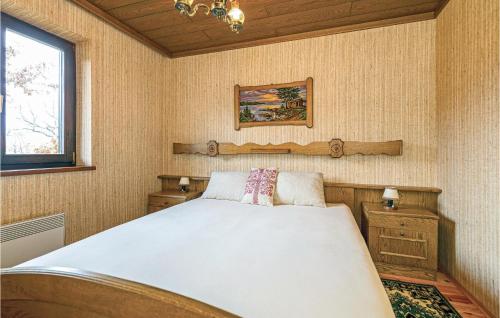 Un dormitorio con una gran cama blanca y una ventana en Cozy Home In Gssing With Ethernet Internet, en Güssing