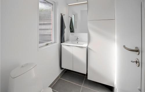 ノーポにあるStunning Home In Nordborg With 2 Bedrooms And Wifiの白いバスルーム(シンク、鏡付)