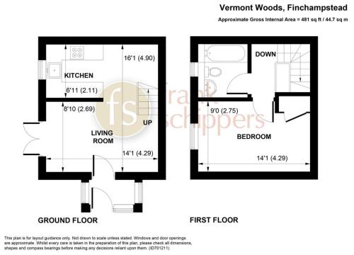 a black and white floor plan of a house at Finchampstead, 1 Bedroom House with garden in Finchampstead