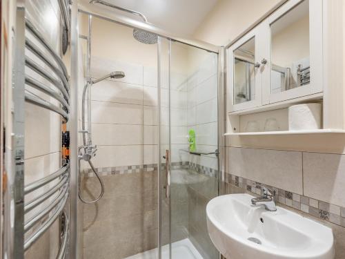 a bathroom with a sink and a shower at 2 Bed in Barnstaple MOOSC in Chapelton