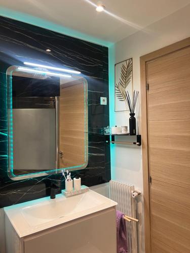y baño con lavabo y espejo. en Résidence Eiffel - Paris Expo Porte de Versailles, en Issy-les-Moulineaux