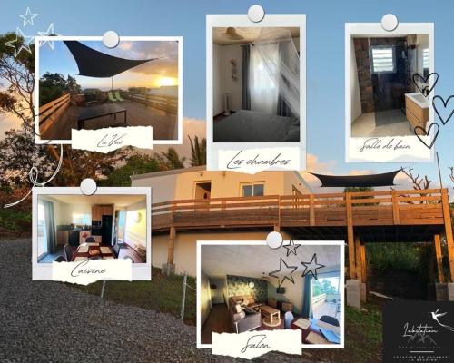 a collage of photos of a house at Maison vue mer La Réunion in Saint-Joseph