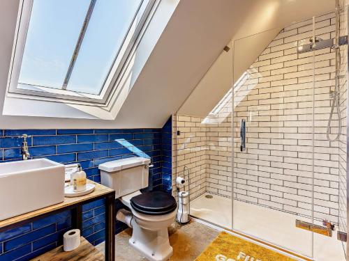 a bathroom with a toilet and a sink and a skylight at 1 Bed in Uckfield 82279 