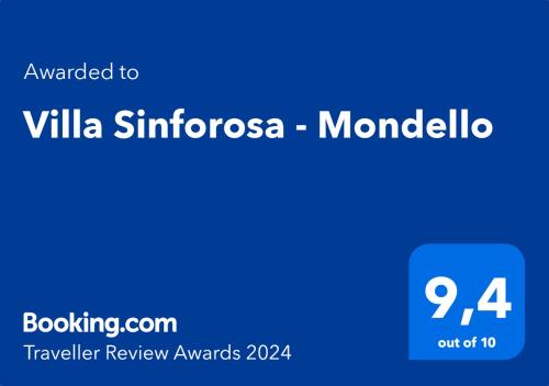 Certifikát, ocenenie alebo iný dokument vystavený v ubytovaní Villa Sinforosa - Mondello
