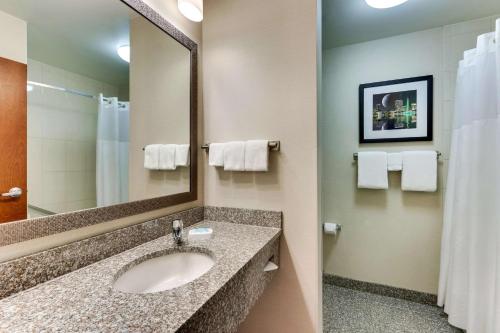 a bathroom with a sink and a mirror at Drury Inn & Suites Orlando near Universal Orlando Resort in Orlando