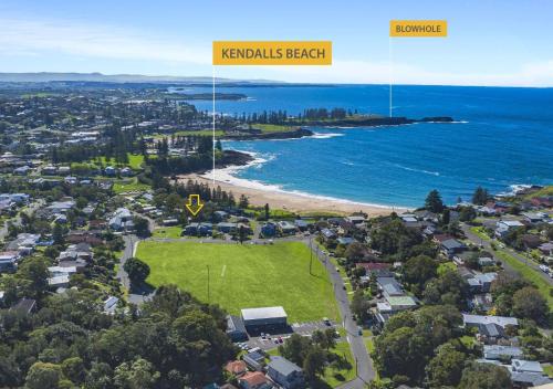 an aerial view of kapunda beach and the ocean at Beach House Kendalls in Kiama
