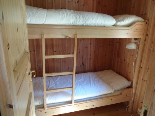 a couple of bunk beds in a wooden cabin at Maråk Hytteutleige in Geiranger
