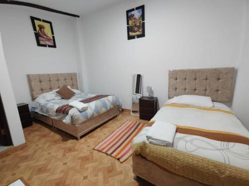 奧蘭太坦波的住宿－CASA DE MELISSA，两张床位 - 带两张西德西德床