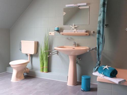 ein Bad mit einem Waschbecken und einem WC in der Unterkunft Holiday home Heinrich in Kappeler Niederstrich