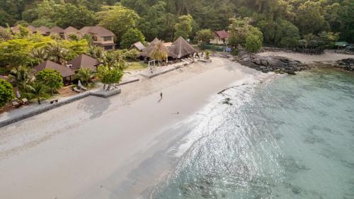 an aerial view of the beach at a resort at Bundhaya Villas in Ko Lipe