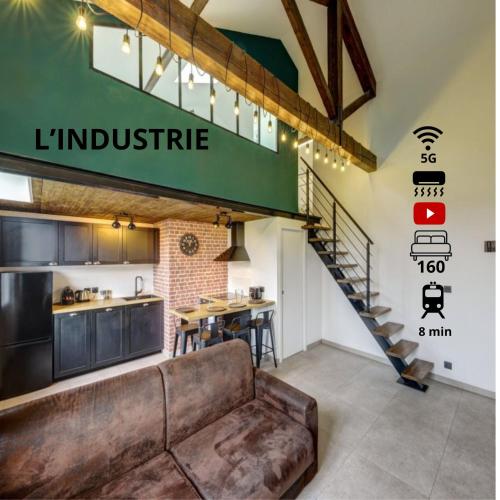 Fotografie z fotogalerie ubytování L'Industrie-Loft-T2-Clim-Parking à proximité v destinaci Pierre-Bénite