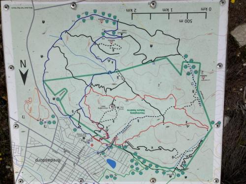 a map of a hiking area with aedes at 7 on South in Bredasdorp