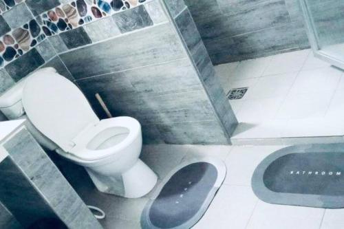 een badkamer met een toilet en een wastafel bij Home in BoholPhilippinesVilla Santorino in Lila