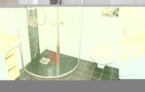 a bathroom with a shower and a toilet at Beautiful Home In Jnkping With 5 Bedrooms, Wifi And Indoor Swimming Pool in Norrahammar