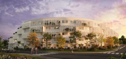 a large white building with people walking around it at Sweetly I-Art Gradignan - Bordeaux Sud in Gradignan