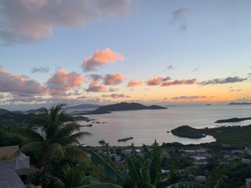 a view of the ocean at sunset at villa Jaden #1 in Road Town