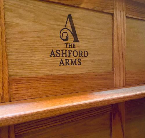 a wooden box with the ashfordarms logo on it at The Ashford Arms in Bakewell