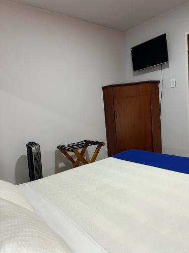 a bedroom with a bed and a cabinet and a television at HOTEL ARMENIA CENTRO , Tenemos AGUA CALIENTE , Gracias in Armenia