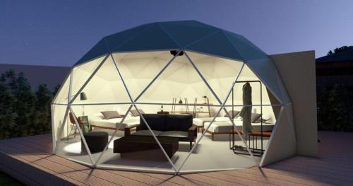 einen Pavillon mit einem Wohnzimmer in der Unterkunft Relam Glamping Resort Gotemba - Vacation STAY 97812v in Gotemba