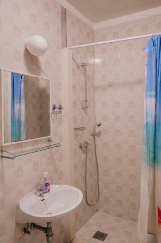 a bathroom with a sink and a shower at Apartment Curri in Pučišća