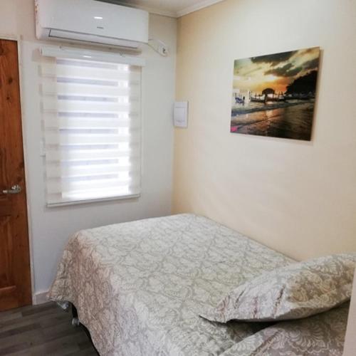a bedroom with a bed and a window at Departamentos Santa Bárbara in Osorno