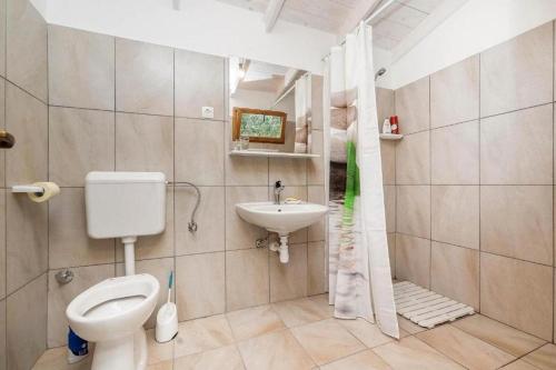een badkamer met een toilet en een wastafel bij Secluded house with a parking space Cove Mikavica, Zirje - 22367 in Žirje