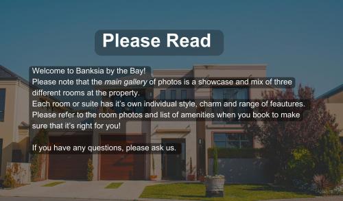 a picture of a house with the words please bebaked by the bay at Banksia by the Bay in Emu Point