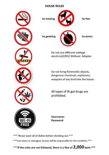 a bunch of prohibitory signs on a white background at Happyhouse Laksi station (PK14) in Lak Si
