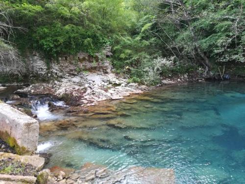 a river with blue water and trees in the background at BB Convento Sant Antonio di Laurino in Laurino