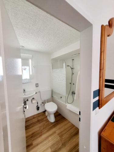 a bathroom with a toilet and a shower at Hotel Atlanta in Munich