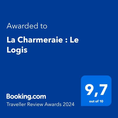 a blue screen with the text awarded to la chaminade la logos at La Charmeraie : Le Logis in Thésée