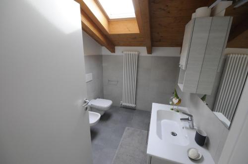 a bathroom with a white sink and a toilet at Apt Ochner Grape 2 Pergine in Pergine Valsugana