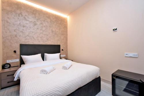 a bedroom with a large bed and a tv at Avenue 23 Boutique Hotel in Yerevan