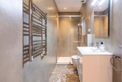 a bathroom with a shower and a toilet and a sink at Apartamento Sarria-Sant Gervasi in Barcelona