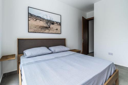 a bedroom with a bed with a picture on the wall at Penthouse in St. Paul's Bay in St Paul's Bay