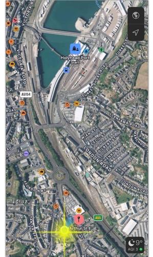 a map of a city with a freeway at Holyhead central stay in Holyhead