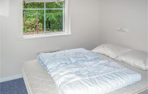 Kelstrup StrandにあるNice Home In Haderslev With 4 Bedrooms, Sauna And Wifiの窓付きの客室の白いベッド1台