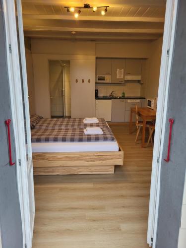 a room with a bed in the middle of a room at Interlaken Apartments in Interlaken