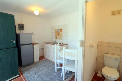a small kitchen with a sink and a refrigerator at flip flops in Agulhas