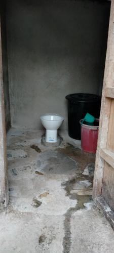 a dirty bathroom with a toilet and a trash can at YFS Native Backpackers Inn in Panglao