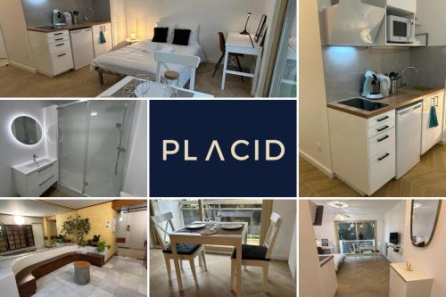 a collage of photos of a small apartment at Studio L'échappée avec parking sous-sol privatif in Chartres