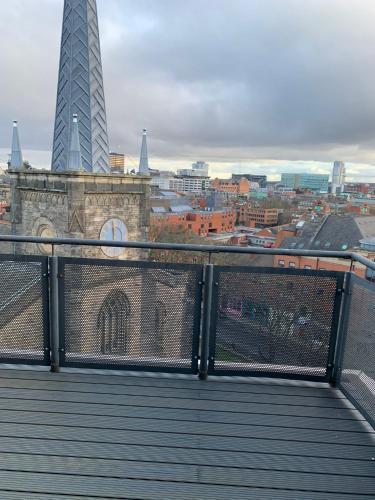 a view of a city from the top of a building at 2 Bed duplex, close to Millennium Square in Leeds